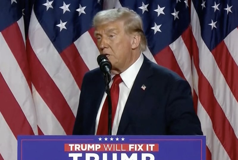 Trump utropar sig som segrare i presidentvalet 2024. Foto: Skärmavbild TV4 Trump utropar sig som segrare i presidentvalet 2024. Foto: Skärmavbild TV4